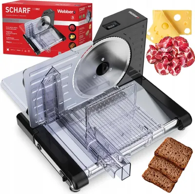 Immagine prodotto di Webber Inox 160W Affettatrice Elettrica Per Pane, Salumi E Formaggi, Regolabile