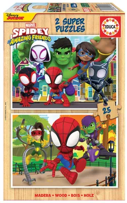 Produktbild von Educa - Holzpuzzle Spidey und Seine Super-Freunde | 2x25 Teile Holzpuzzleset | S