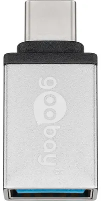 Produktbild von USB-C™/USB-A 3.0 OTG SuperSpeed-Adapter für Ladekabel, silber, USB-C™-Adapter mit USB-C™-Stecker > USB-3.0-Buchse (Typ A). Farbversion Silber