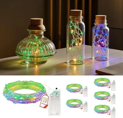 Obrázek produktu pro Světelné řetězy s časovačem - Sada 6 kusů - 2 metry - 20 LED diod - Napájení na baterie