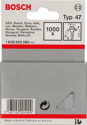 Immagine prodotto di Chiodi per graffatrice tipo 47, 1,8 x 1,27 x 28 mm, confezione da 1000 pezzi