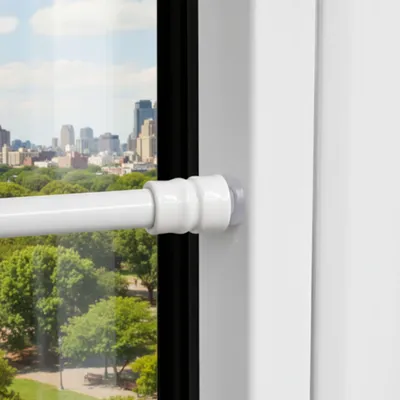 Produktbild von Mini Teleskop-Gardinenstange 40–60 cm Weiß ohne Bohren Klemmstange Ø 9 mm für Scheibengardinen und Bistrogardinen