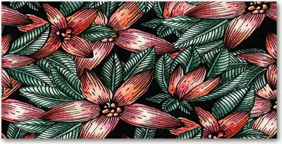 Produktbild von Tulup Glas-Bild -140x70- Wandkunst Dekorative Wand für Küche & Wohnzimmer - Blumen & Pflanzen - Blumenmuster - Rot