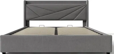 Produktbild von Flieks Polsterbett 180x200cm mit USB und Typ-C, Boxspringbett mit Lattenrost, Stauraumbett Jugendbett Doppelbett mit Stauraum, Leinen, Grau