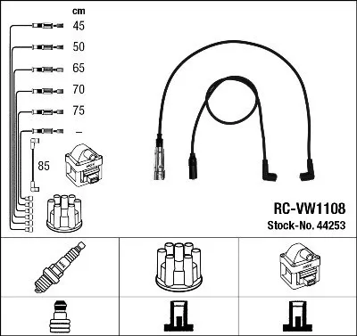Produktbild von NGK 44253 Zündkabelsatz Zündleitungssatz für VW Transporter IV Bus (70B, 70C, 7DB, 7DK, 70J, 70K, 7DC, 7DJ) Transporter IV Kastenwagen
