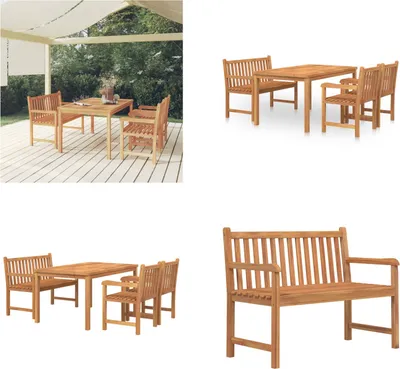 Produktbild von vidaXL 4 tlg. Garten Essgruppe Massivholz Teak - Garten Essgruppe - Garten Essgruppen - Gartenmöbel - Terrassenmöbel
