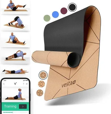Produktbild von Famanu Yoga Matte aus Kork TPE + Fitness App - Nachhaltige Kork Yogamatte