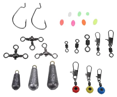 Produktbild von 160-teiliges Angelzubehör-Set mit acht Zeichen, Schlaufenhaken mit gebogenem Griff, Angelzubehör-Box + Baitcasting-Zange