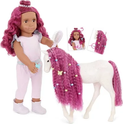 Produktbild von ESTRA-Puppe unserer Generation mit Fohlen und Haarschmuck-Set