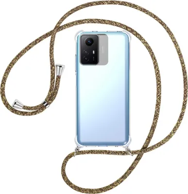 Produktbild von Handykette Backcover-Schutzhülle mit Band (Metall silberfarben) für Xiaomi Redmi Note 12S (6.43'') - braun+beige