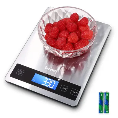 Produktbild von Digitale Küchenwaage 15kg Edelstahl Wasserdicht mit LCD Display, 1g Präzision, Tara Funktion, Touch Bedienung, Lebensmittelwaage, Silber