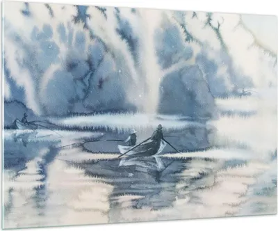 Produktbild von Bilder auf glas - Boot Fischer Wasser - 100x70cm - Glasbilder - Wandbilder - Kunstdruck - zum Aufhängen bereit - Wanddekoration aus Glas - Glas Bilder - Wandbild auf Glas - Einteilig - GAA100x70-3864