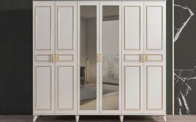 Produktbild von Weißer Kleiderschrank Glasschrank Schlafzimmer Designer Holz Möbel Neu