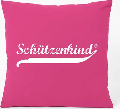 Produktbild von Huuraa Kissen Schützenkind Vintage 40x40cm mit Füllung Fuchsia Baumwolle Dekokissen Geschenkidee