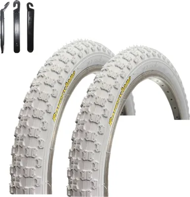 Immagine prodotto di 2 x Roverstone 20" Pneumatici per biciclette Copertoni bianchi 54-406 (20 x 2,125) incl. leva per pneumatici