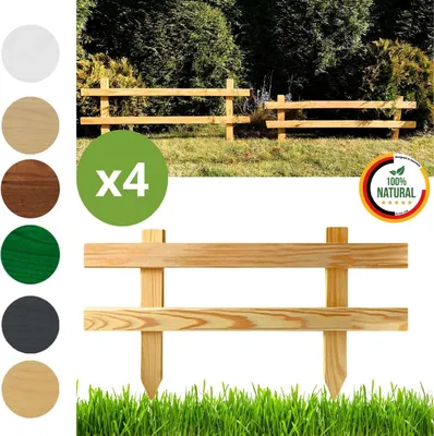 Produktbild von Floranica Gartenzaun 4 stk. 20 cm x 50 cm Natur Steckzaun Zierzaun Friesenzaun zum Stecken Vorgartenzaun