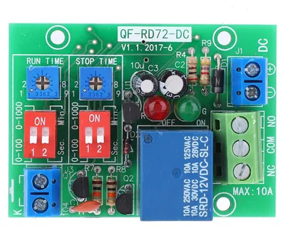 Productafbeelding van RD72-DC-12V Relaismodule voor oneindige cyclus, met aan/uit-schakelaar en triggervertraging