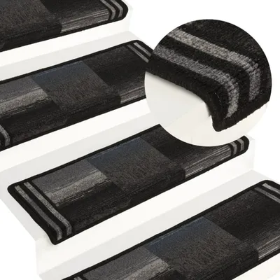 Produktbild von The Living Store Treppenmatten Selbstklebend 15 Stk. 65x21x4 cm Schwarz und Grau