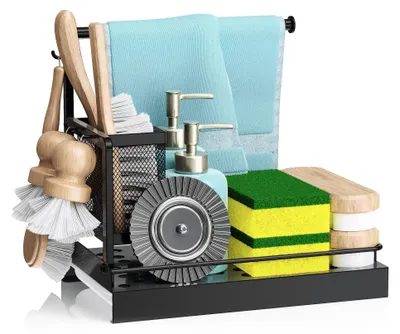 Productafbeelding van Keukenorganizer voor de gootsteen met afneembare borstelhouder en afvoerschotel