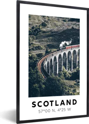 Produktbild von MuchoWow® Gerahmtes Poster Schottland - Zug - Brücke 60x90 cm - Poster mit Schwarzem Bilderrahmen Wandposter Rahmen Foto Bilder - Kunst