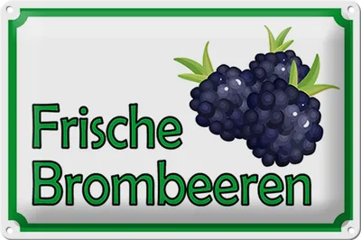 Produktbild von Blechschild Hinweis 30x20cm frische Brombeeren Hofladen
