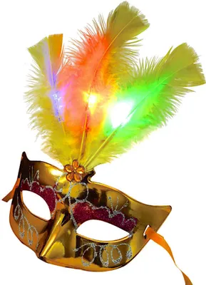 Produktbild von LED Maskerade VENEZIA mit Federn/venezianische Maske mit leuchtend u. blinkend Federn - Party Fasching Karneval Junggesellinnen Abschied Geburtstag Hochzeit