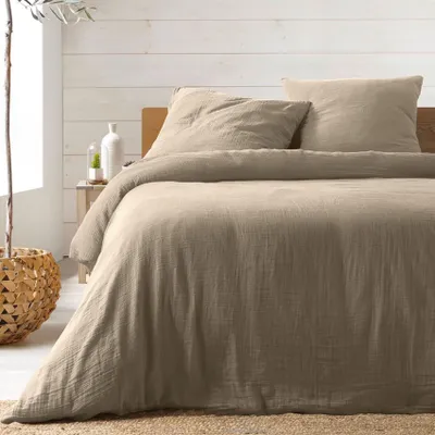 Immagine prodotto di Set letto - Douceur d'Intérieur - ANGELIA - Garza di cotone - 260 x 240 cm - Sabbia