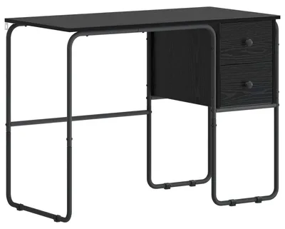 Image de Bureau avec espace de rangement, finition imitation chêne noir, dimensions 100 x 50 x 75 cm