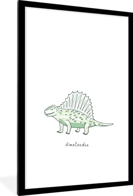 Produktbild von MuchoWow® Gerahmtes Poster Kinderzimmer - Dinosaurier - Dimetrodon - Jungen - Mädchen - Kinder 60x90 cm - Poster mit Schwarzem Bilderrahmen Wandposter Rahmen Foto Bilder - Dekoration - Wandposter Wohnzimmer - Hochwertig