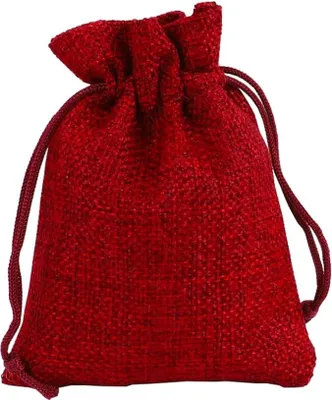 Produktbild von 1 Stück 10x14 cm Jutesäckchen Baumwollsäckchen Leinenbeutel Beutel mit Kordelzug Jutebeutel Schmuckbeutel für Geschenksäckchen Hochzeit Party Weihnachten Geschenk Säckchen (Weinrot)