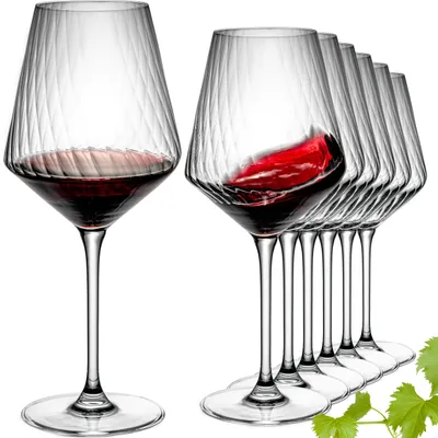 Produktbild von IMPERIAL glass Bordeauxgläser 6er Set – geriffelte Rotweingläser aus Crystalline Glas "London" –  Weingläser 580ml Spülmaschinenfest