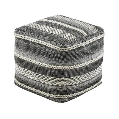 Produktbild von Kobolo Sitzpouf Pouf Sitzwüfel Hocker - YIN - aus Baumwolle mit Muster - grau weiß eckig - Sitzhocker Sitzsack Fußhocker Würfel Sitzkissen Bodenkissen