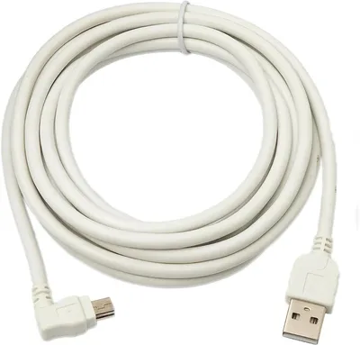 Produktbild von SYSTEM-S USB 2.0 Kabel 3 m Typ A Stecker zu Mini B Stecker Winkel in Weiß