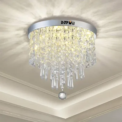 Produktbild von Dopwii Kronleuchter Kristall,Kristall Deckenleuchte für Flur, Wohnzimmer, Schlafzimmer, Esszimmer,Höhe 24 cm,Rund