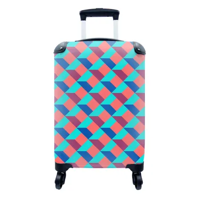 Produktbild von MuchoWow® Koffer Handgepäck Trolley Rollkoffer Kleine Reisekoffer mit 4 Rollen - Blöcke - Muster - 3D - Cabin Size < 55x40x23 cm & 55x40x20 cm - Fotokoffer - Kabinenkoffer - Boardgepäck - Reise-Box - Reisekoffer - Reisegepäck - Koffer mit Bild - Trolley für Kinder