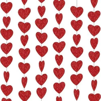 Produktbild von Herzgirlande (6Stück) - hängende Dekoration, für Valentinstag & Geburtstagsfeiern