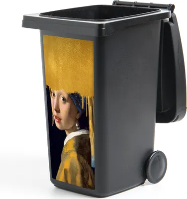 Produktbild von MuchoWow® Mülltonnenaufkleber Mädchen mit einem Perlenohrring - Gold - Vermeer 38x80 cm - Behälteraufkleber - Mülleimer-Aufkleber - Container-Aufkleber