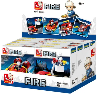 Produktbild von Sluban 0622 - Feuerwehr Display 4 verschiedene Bausätze, je 2 Stück - Neu
