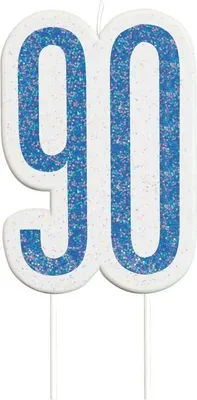 Produktbild von Glitzernde Geburtstagskerze zum 90. Geburtstag in Blau und Silber