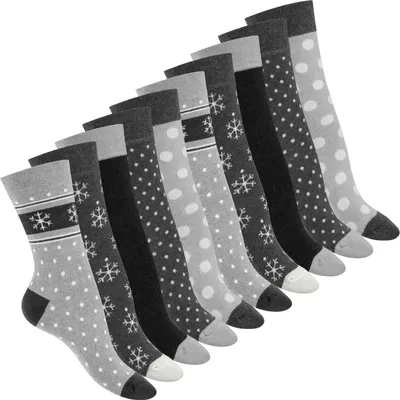 Produktbild von Celodoro Damen Motivsocken (10 PAAR) Süße Muster Crew Socken - Classic Grey 39-42