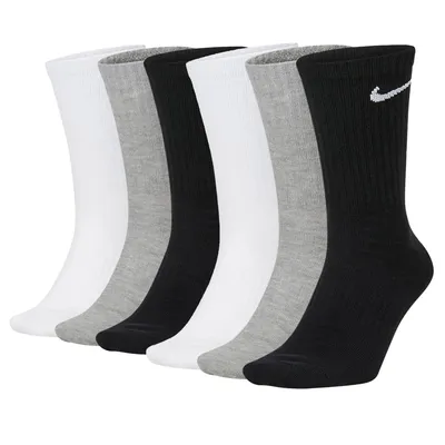 Produktbild von NIKE Uni Tennissocken, 6er Pack - Cushioned - Training Crew Socks, einfarbig, Logo Schwarz/Grau/Weiß 42-46