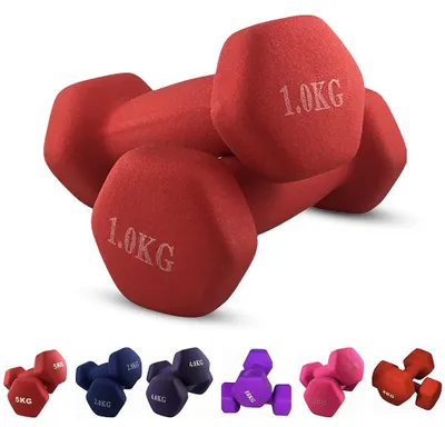 Imagen del producto de Juego de pesas de 2 kg, forma hexagonal, con agarre de neopreno - Gran peso