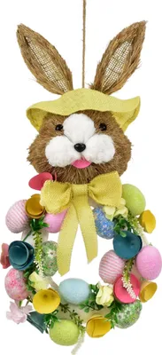 Produktbild von Kranz mit Kaninchen und Eiern gelb 57x25 cm