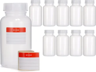 Immagine prodotto di 10x bottiglia a collo largo da 500 ml con coperchio, colore naturale, rotonda, G 50