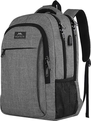 Produktbild von Laptop Rucksack 15.6 Zoll USB Ladeanschluss, Grau, Multifunktional, Business, Daypack, Herren, Damen