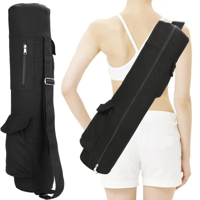 Productafbeelding van Yogatas yogatasje gymtas - Katoen - Voor yogamatten tot 65 cm - Met verstelbare schouderriem - Voor yoga en pilates
