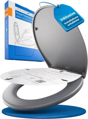 Produktbild von LOBENSWERK Toilettendeckel Grau Anthrazit [Einfache Montage] antibakteriell - UV-beständig |  Klodeckel mit Absenkautomatik | Toilettendeckel