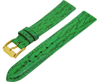 Produktbild von Uhrenarmband Lederband Grün Ton in Ton 18mm Dornschließe Gold NEU