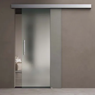 Produktbild von doporro Glasschiebetür komplettset Softclose 77,5 x 205cm Schiebetür mit ESG 15mm Wandabstand Zimmertür vollsatiniert mit Stangengriff