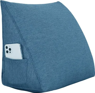 Immagine prodotto di Cuscino poggiatesta ergonomico in look lino, cuscino da lettura, cuscino a cuneo, cuscino per lo schienale, cuscino per il riposo, cuscino decorativo